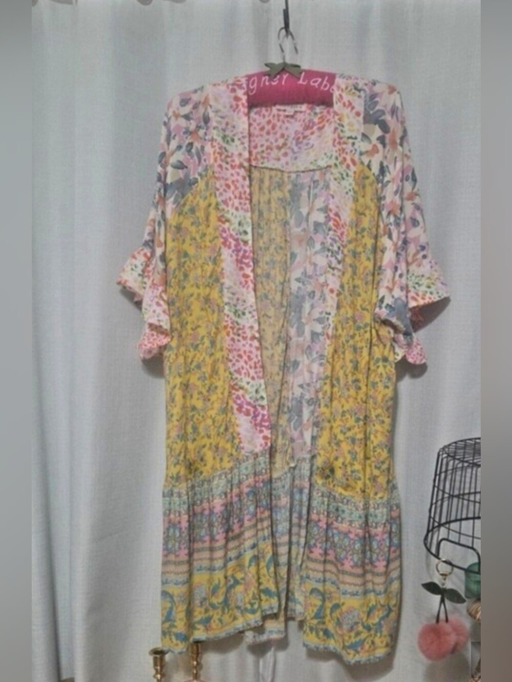 Umgee Mixed Patchwork Floral Kimono Duster  Boho